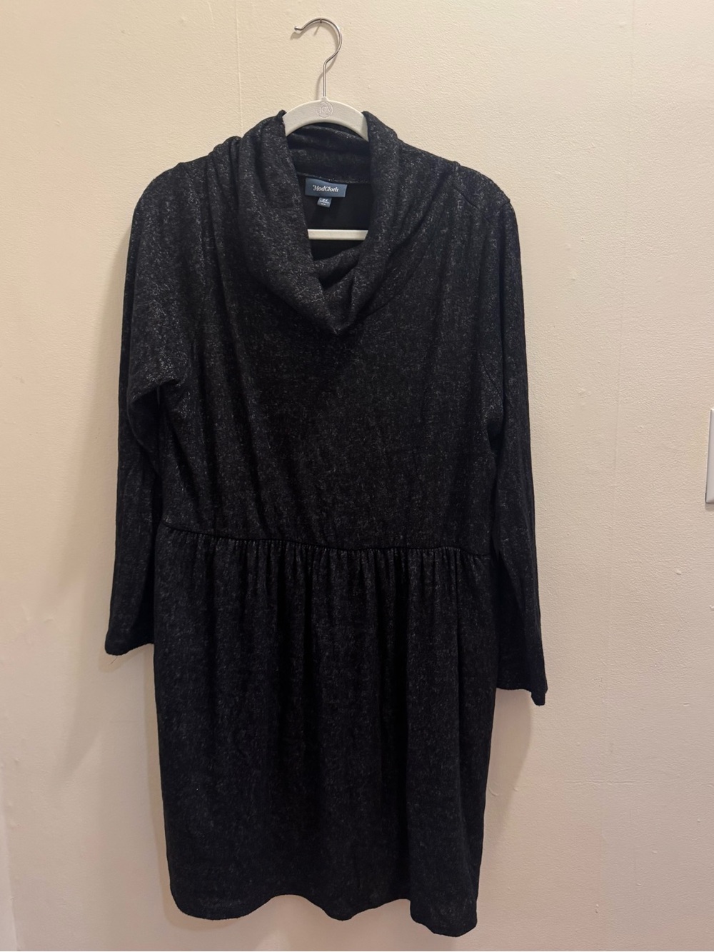 ModCloth Black Long Sleeve Cowl Neck Dress